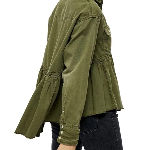 We The Free Dylan High Low Peplum Snap Top Shacket XS Oversized Worn Twice - Picture 3 of 8